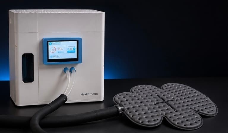 The HealthTherm device with its therapy pad